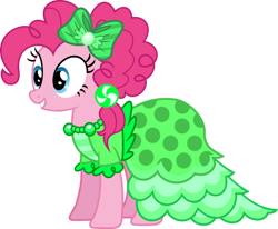 Size: 828x683 | Tagged: safe, artist:lizzmcclin, pinkie pie, earth pony, pony, g4, female, green, green dress, holiday, saint patrick's day, simple background, solo, transparent background