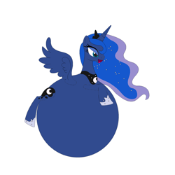 Size: 1280x1280 | Tagged: safe, artist:kphoria, princess luna, alicorn, pony, g4, 1000 hours in ms paint, belly, belly bed, circle tool, digestion, impossibly large belly, inflation, lunapred, simple background, solo, spherical inflation, vore, white background
