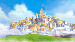 Size: 3840x2160 | Tagged: safe, g5, my little pony: a zephyr heights mystery, official, 2d, 3d, background, castle, cloud, game, grass, no pony, sky, video game, zephyr heights