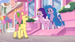 Size: 640x360 | Tagged: safe, screencap, izzy moonbow, pipp petals, posey bloom, sunny starscout, alicorn, earth pony, pegasus, pony, unicorn, cracked it, g5, my little pony: tell your tale, spoiler:g5, spoiler:my little pony: tell your tale, spoiler:tyts02e09, animated, athletic, butt, drink, female, floral head wreath, flower, group, horn, izzy is tol, izzy moonbow is amused, magic, mare, pipp is short, pipp petals is amused, plot, posey bloom is amused, posey catches a break, quartet, race swap, roller skates, rollerblades, skates, smiling, smoothie, sunny starscout is amused, sunnycorn, telekinesis, twisting, when she smiles