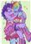 Size: 1280x1793 | Tagged: safe, artist:sharky66, rainbow dash, twilight sparkle, human, equestria girls, g4, alternate hair color, arm around neck, blue blush, blushing, boots, bow, breasts, bridal carry, carrying, cleavage, clothes, colored eyebrows, colored pinnae, curly hair, dot eyes, dress, duo, duo female, female, frilly dress, gloves, holding, lesbian, lifting leg, long gloves, long hair, looking at each other, looking at someone, multicolored hair, painted nails, passepartout, pony ears, purple blush, purple hair, purple skin, rainbow hair, ship:twidash, shipping, shoes, short hair, shorts, signature, smiling, smiling at each other, speedpaint available, stars, tallerdash, two toned hair