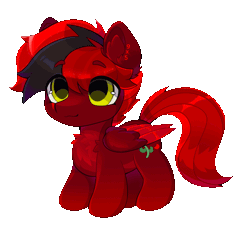 Size: 1194x1080 | Tagged: safe, artist:qudeffy, oc, oc:zom rosefall, pegasus, pony, :3, animated, chest fluff, chibi, cute, ear fluff, eyes closed, gif, looking up, male, ocbetes, shoulder fluff, simple background, smiling, solo, spread wings, stallion, standing, stars, transparent background, wings