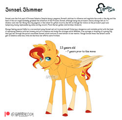Size: 3104x3056 | Tagged: safe, artist:parrpitched, sunset shimmer, pegasus, pony, equestria girls, g4, alternate universe, patreon, race swap, redesign, simple background, solo, sunset, white background, wings