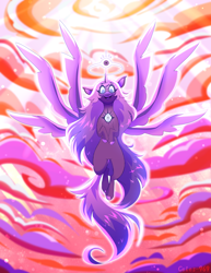 Size: 2700x3500 | Tagged: safe, artist:celes-969, alicorn, angel, angel pony, original species, pony, seraph, seraphicorn, spoiler:hazbin hotel, angelic wings, emily (hazbin hotel), female, halo, hazbin hotel, heaven, heavenborn, hellaverse, horn, large wings, long mane, long tail, mare, multiple wings, ponified, solo, spoilers for another series, spread wings, tail, welcome to heaven, wings