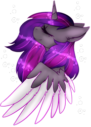 Size: 826x1148 | Tagged: safe, artist:amiicommissions, oc, oc only, alicorn, pony, bust, colored wings, female, mare, portrait, simple background, solo, transparent background, two toned wings, wings