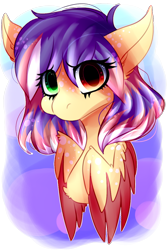 Size: 804x1200 | Tagged: safe, artist:amiicommissions, oc, oc only, oc:cookie, pegasus, pony, bust, colored wings, female, heterochromia, mare, portrait, simple background, solo, transparent background, two toned wings, wings