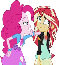 Size: 2299x2520 | Tagged: safe, edit, edited screencap, editor:homersimpson1983, screencap, pinkie pie, sunset shimmer, human, equestria girls, g4, background removed, duo, female, needs more jpeg, not a vector, simple background, transparent background, wrong aspect ratio