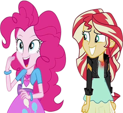 Size: 2744x2520 | Tagged: safe, edit, edited screencap, editor:homersimpson1983, screencap, pinkie pie, sunset shimmer, human, equestria girls, g4, background removed, duo, female, needs more jpeg, not a vector, simple background, transparent background, wrong aspect ratio