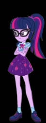 Size: 522x1375 | Tagged: safe, edit, edited screencap, screencap, sci-twi, twilight sparkle, human, equestria girls, g4, background removed, black background, female, glasses, low quality, simple background, solo