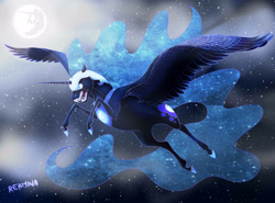 Size: 2700x2000 | Tagged: safe, artist:reamina, nightmare moon, pony, g4, mare in the moon, moon, solo