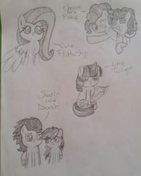 Size: 749x930 | Tagged: safe, artist:rapidskies, cheese sandwich, fluttershy, pinkie pie, rainbow dash, soarin', twilight sparkle, earth pony, pegasus, pony, unicorn, g4, female, horn, male, mare, ship:cheesepie, ship:soarindash, shipping, sketch, stallion, straight, traditional art, unicorn twilight