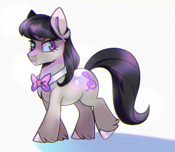 Size: 1920x1670 | Tagged: safe, artist:virygo19, octavia melody, earth pony, pony, g4, bowtie, colored hooves, female, fluffy, hoof polish, looking at you, mare, octavia is not amused, shadow, simple background, solo, unamused, unshorn fetlocks, walking, white background