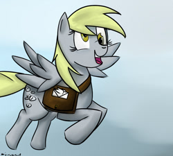 Size: 800x721 | Tagged: safe, artist:microgrid, derpy hooves, pegasus, g4, bag, mailbag, signature