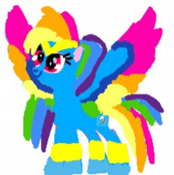 Size: 2029x2048 | Tagged: artist needed, safe, alternate version, edit, rainbow dash, pegasus, pony, g4, g5, 1000 hours in ms paint, base used, colored wings, crown, decoration, female, g5 concept leak style, g5 concept leaks, generation leap, hooves, jewelry, movie accurate, rainbow dash (g5 concept leak), regalia, remake, simple background, smiling, solo, spread wings, standing, white background, wings
