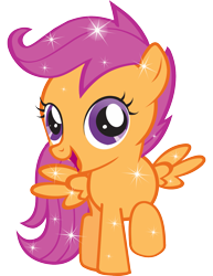 Size: 1583x2048 | Tagged: safe, scootaloo, pegasus, pony, g4, official, female, filly, foal, open mouth, open smile, raised hoof, simple background, smiling, solo, sparkles, sparkly, stock vector, transparent background, vector, zazzle