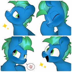 Size: 4096x4096 | Tagged: safe, artist:mochi_nation, oc, oc only, pegasus, pony, bust, commission, cross-popping veins, emanata, eyes closed, facehoof, lidded eyes, male, pictogram, simple background, smiling, solo, sparkles, speech bubble, stallion, white background
