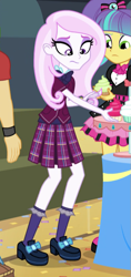 Size: 363x766 | Tagged: safe, screencap, fleur-de-lis, equestria girls, g4, my little pony equestria girls: friendship games, bowtie, clothes, crystal prep academy, crystal prep academy uniform, sad, school uniform, shoes, skirt, socks