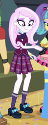 Size: 316x811 | Tagged: safe, screencap, fleur-de-lis, equestria girls, g4, my little pony equestria girls: friendship games, bowtie, clothes, crystal prep academy, crystal prep academy uniform, sad, school uniform, shoes, skirt, socks