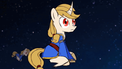 Size: 1280x720 | Tagged: safe, oc, oc only, oc:regal inkwell, classical unicorn, unicorn, animated, chest fluff, clothes, cloven hooves, confused, doublet, horn, leonine tail, nobility, solo, sound, space, stare, unshorn fetlocks, webm