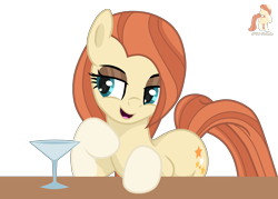 Size: 3500x2500 | Tagged: safe, artist:r4hucksake, oc, oc only, oc:frazzle, earth pony, pony, g4, coat markings, eyeshadow, female, glass, makeup, mare, martini glass, simple background, socks (coat markings), solo, transparent background