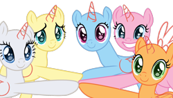 Size: 1920x1080 | Tagged: safe, editor:modidechaojifensi, pony, g4, base, female, grin, group, looking at you, mare, simple background, smiling, transparent background
