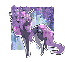 Size: 1323x1276 | Tagged: safe, artist:modidechaojifensi, oc, pony, unicorn, eyes closed, horn, pink hair, pink tail, purple coat, simple background, solo, tail, unicorn oc, white background
