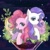 Size: 2048x2048 | Tagged: safe, artist:水上麋鹿, pinkie pie, rarity, earth pony, unicorn, g4, blue eyeshadow, duo, eyeshadow, female, glass, horn, makeup, mare, open mouth, pink coat, pink mane, purple mane, smiling, white coat, wine glass