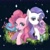 Size: 2048x2048 | Tagged: safe, artist:水上麋鹿, pinkie pie, rarity, earth pony, unicorn, g4, blue eyeshadow, duo, eyeshadow, female, horn, makeup, mare, open mouth, pink coat, pink mane, purple mane, smiling, white coat