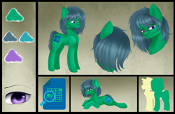 Size: 2746x1795 | Tagged: safe, artist:sheru, oc, oc only, oc:hober stonk, earth pony, pony, commission, eye clipping through hair, eyebrows, eyebrows visible through hair, high res, looking at you, lying down, male, prone, reference sheet, smiling, smiling at you, stallion