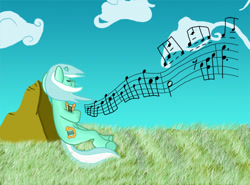 Size: 651x482 | Tagged: safe, artist:rydelfox, lyra heartstrings, g4, lyre, music notes, musical instrument