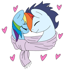 Size: 720x848 | Tagged: safe, artist:dasher666, rainbow dash, soarin', pegasus, pony, g4, clothes, female, heart, male, mare, scarf, shared clothing, shared scarf, ship:soarindash, shipping, simple background, stallion, straight, white background