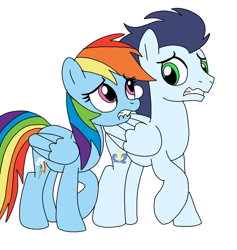 Size: 720x758 | Tagged: safe, artist:dasher666, rainbow dash, soarin', pegasus, pony, g4, female, male, mare, ship:soarindash, shipping, simple background, stallion, straight, white background