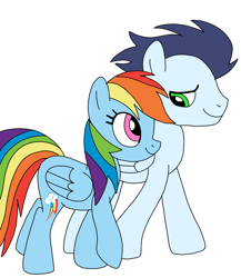 Size: 720x829 | Tagged: safe, artist:dasher666, rainbow dash, soarin', pegasus, pony, g4, female, male, mare, ship:soarindash, shipping, simple background, stallion, straight, white background