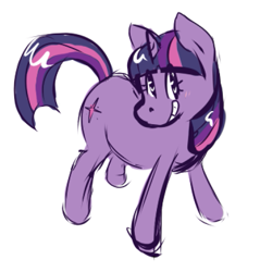 Size: 531x556 | Tagged: safe, artist:katkatkatzu, twilight sparkle, pony, unicorn, g4, cute, female, grin, mare, simple background, smiling, solo, twiabetes, unicorn twilight, white background