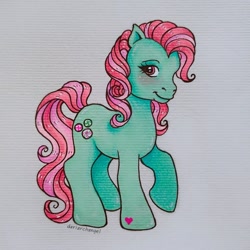 Size: 1080x1080 | Tagged: safe, artist:dariarchangel, minty, pony, g3, raised hoof, solo, traditional art