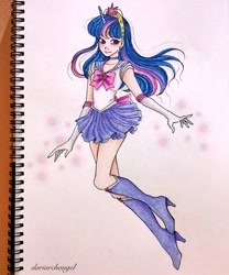 Size: 997x1200 | Tagged: safe, artist:dariarchangel, part of a set, twilight sparkle, human, g4, crossover, female, horn, horned humanization, humanized, sailor moon (series), sailor senshi, solo, thin, traditional art
