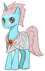 Size: 987x1569 | Tagged: safe, artist:finnfox66, derpibooru exclusive, oc, oc only, oc:trinial, unicorn, clothes, coat, cyan coat, full body, gem, horn, jewelry, pink mane, simple background, tiara, transparent background