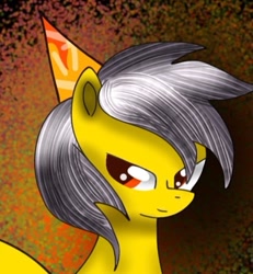 Size: 625x675 | Tagged: safe, artist:marzipan_studios, oc, oc only, oc:thunder (fl), pegasus, pony, birthday, bust, gradient background, hat, looking back, male, party hat, portrait, smiling, solo, stallion