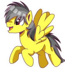 Size: 935x1024 | Tagged: safe, artist:caramelsnow, oc, oc only, oc:thunder (fl), pegasus, pony, flying, male, smiling, solo, stallion