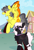 Size: 1440x2128 | Tagged: safe, artist:doyttle, oc, oc:onyxstar (fl), oc:thunder (fl), pegasus, pony, female, flying, male, mare, ponyville, smiling, stallion, walking