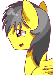 Size: 720x1024 | Tagged: safe, artist:caramelsnow, oc, oc:thunder (fl), pegasus, pony, bust, portrait, simple background, smiling, solo, three quarter view, white background