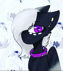 Size: 635x718 | Tagged: artist needed, safe, oc, oc:onyxstar (fl), pegasus, pony, :<, bust, choker, looking at you, pixel art, portrait, solo, spiked choker
