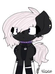 Size: 501x678 | Tagged: artist needed, safe, oc, oc only, oc:onyxstar (fl), pegasus, pony, :<, choker, clothes, jewelry, looking at you, ring, simple background, socks, solo, spiked choker, thigh highs, white background