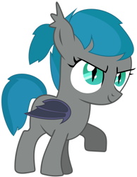 Size: 1280x1646 | Tagged: safe, artist:eisluk, oc, oc only, oc:gracy gloom, bat pony, g4, female, filly, foal, raised hoof, simple background, smiling, solo, transparent background, vector