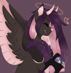 Size: 1280x1307 | Tagged: safe, artist:pixelberrry, oc, pegasus, pony, colored wings, horns, snow globe, solo, two toned wings, wings