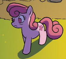 Size: 221x198 | Tagged: safe, idw, official comic, cupid arrow, earth pony, pony, friends forever #33, g4, my little pony: friends forever, spoiler:comic, tired