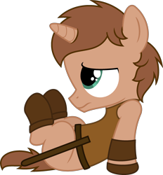 Size: 2296x2469 | Tagged: safe, artist:peternators, oc, oc only, oc:heroic armour, pony, unicorn, g4, armor, boots, colt, foal, horn, leather, leather armor, male, shoes, shy, simple background, solo, transparent background