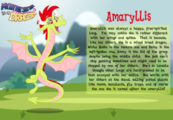 Size: 3014x2102 | Tagged: safe, artist:aleximusprime, oc, oc only, oc:amaryllis the dragon, dragon, eastern dragon, fanfic:my little sister is a dragon, biography, dragon wings, dragoness, female, happy, horns, long dragon, story included, wings