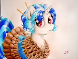 Size: 3238x2448 | Tagged: dead source, safe, artist:pulsarascension, dj pon-3, vinyl scratch, pony, g4, alternate hairstyle, clothes, dress, female, gala dress, solo, traditional art