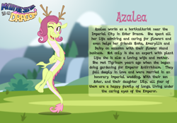 Size: 3014x2102 | Tagged: safe, artist:aleximusprime, oc, oc only, oc:azalea the dragon, dragon, eastern dragon, fanfic:my little sister is a dragon, antlers, biography, cute, dragoness, female, long dragon, mother, one eye closed, story included, wink